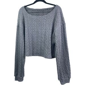 Romwe Gray Crew Neck Knit Long Sleeve Sweater